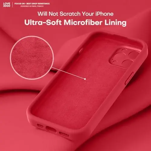 LOVE 3000 iPhone 14 Pro uchun mo'ljallangan g'ilof, yuqori sifatli silikon, [yumshoq tirnalishga qarshi mikrofiber astarli] zarbga chidamli himoya telefon g'ilofi erkaklar ayollar qizlar uchun 6,1