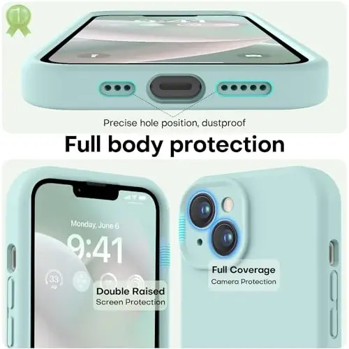 LOVE 3000 iPhone 14 uchun g'ilof, Premium silikon [Yumshoq chizishga qarshi mikrofiber astar] Zarbadan himoya qiluvchi telefon g'ilofi erkaklar ayollar qizlar uchun 6.1