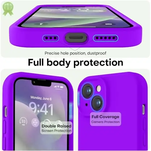 LOVE 3000 iPhone 14 uchun g'ilof, Premium silikon [Yumshoq tirnalishga qarshi mikrofiber astar] Zarbadan himoya qiluvchi telefon g'ilofi erkaklar ayollar qizlar uchun 6.1