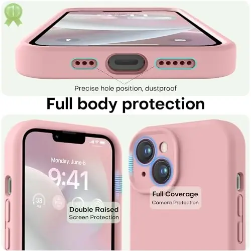 LOVE 3000 iPhone 14 uchun g'ilof, Premium silikon [Yumshoq tirnalishga qarshi mikrofiber astar] Zarbadan himoya qiluvchi telefon g'ilofi erkaklar ayollar qizlar uchun 6.1