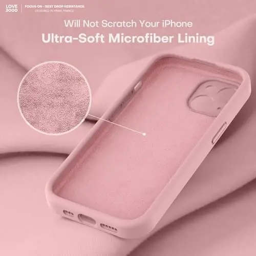 LOVE 3000 iPhone 14 uchun g'ilof, Premium silikon [Yumshoq tirnalishga qarshi mikrofiber astar] Zarbadan himoya qiluvchi telefon g'ilofi erkaklar ayollar qizlar uchun 6.1