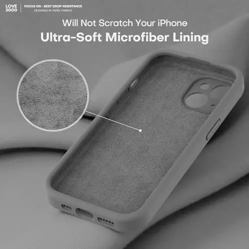 LOVE 3000 iPhone 14 uchun g‘ilof, Premium silikon [Yumshoq tirnalishga qarshi mikrofiber astar] Zarbadan himoya qiluvchi telefon g‘ilofi erkaklar ayollar qizlar uchun 6.1