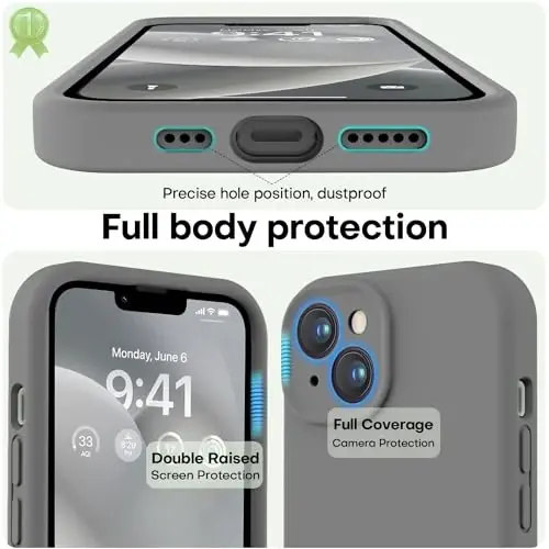 LOVE 3000 iPhone 14 uchun g‘ilof, Premium silikon [Yumshoq tirnalishga qarshi mikrofiber astar] Zarbadan himoya qiluvchi telefon g‘ilofi erkaklar ayollar qizlar uchun 6.1