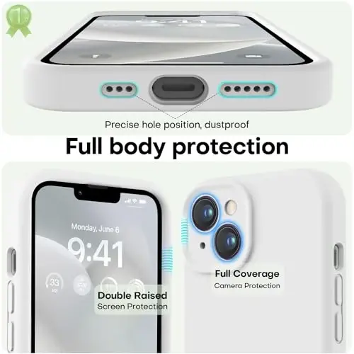 LOVE 3000 iPhone 14 uchun g‘ilof, Premium silikon, [Yumshoq tirnalishga qarshi mikrofiber astarli] Zarbadan himoya qiluvchi telefon g‘ilofi, erkaklar, ayollar va qizlar uchun 6,1