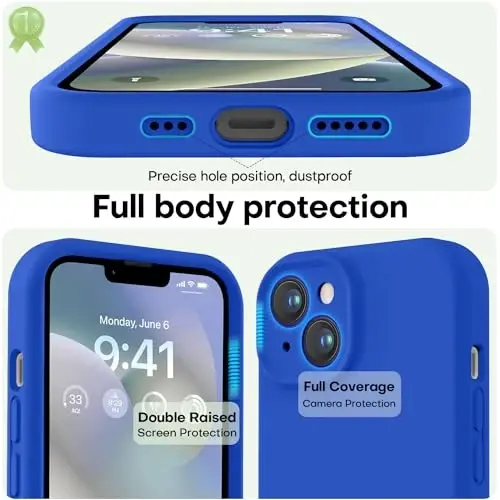 LOVE 3000 iPhone 14 uchun moʻljallangan gʻilof, Premium silikon, [Yumshoq chizishga qarshi mikrofiber astarli] Zarbadan himoya qiluvchi telefon gʻilofi erkaklar ayollar qizlar uchun 6.1