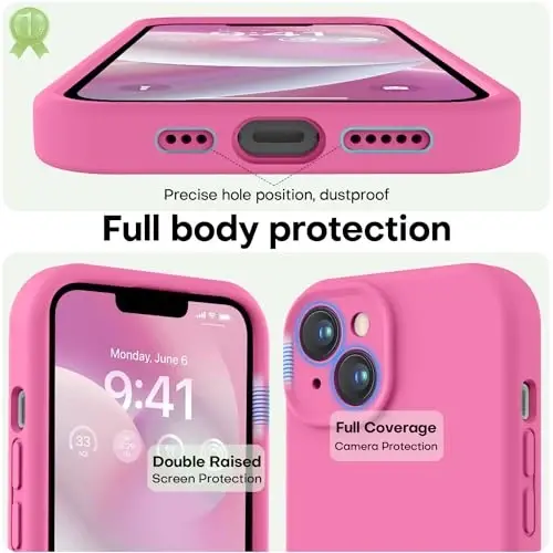 LOVE 3000 iPhone 14 uchun mo'ljallangan g'ilof, Premium silikon, [Yumshoq tirnalishga qarshi mikrofiber astar] Zarba o'tkazmaydigan himoya telefon g'ilofi erkaklar ayollar qizlar uchun 6.1