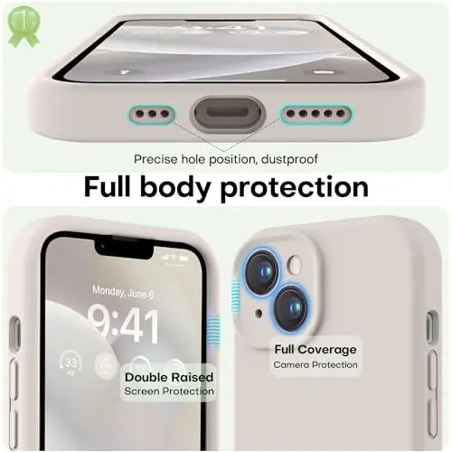 LOVE 3000 iPhone 14 uchun mo'ljallangan g'ilof, Premium silikon [Yumshoq tirnalishga qarshi mikrofiber astar] Zarba o'tkazmaydigan himoya telefon g'ilofi erkaklar ayollar qizlar uchun 6,1