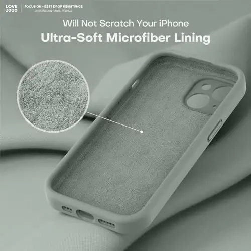 LOVE 3000 iPhone 14 uchun mo'ljallangan g'ilof, Premium silikon, [Yumshoq tirnalishga qarshi mikrofiber astar] Zarbalarga chidamli himoya telefon g'ilofi erkaklar ayollar qizlar uchun 6.1