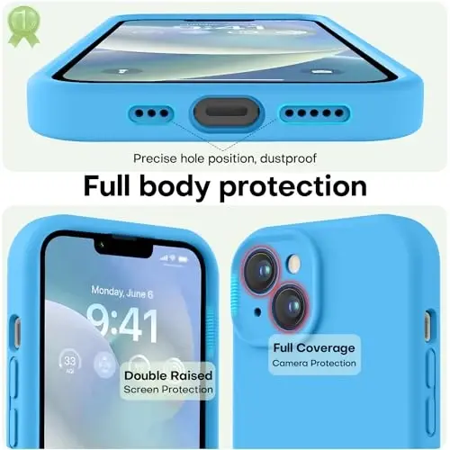 LOVE 3000 iPhone 14 uchun mo'ljallangan g'ilof, Premium silikon [Yumshoq tirnalishga qarshi mikrofiber astar] Zarbalarga chidamli himoya telefon g'ilofi erkaklar ayollar qizlar uchun 6.1