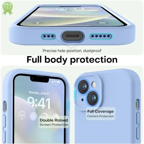 LOVE 3000 iPhone 14 uchun mo'ljallangan g'ilof, [Yumshoq tirnalishga qarshi mikrofiber astarli] Premium silikon zarbga chidamli himoya telefon g'ilofi erkaklar ayollar qizlar uchun 6,1