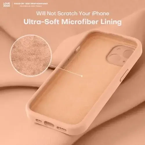 LOVE 3000 iPhone 15 Case bilan mos keladi, [Silliq silikonli to'liq qamrovli kamera] [8 futlik tushishdan himoya], iPhone 15 6.1 dyuym uchun yumshoq mikrofiber qoplamali to'liq tanani himoya qiluvchi g'ilof - Cantaloupe - 5