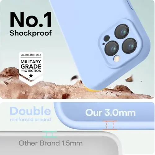 LOVE 3000 iPhone 15 Pro Max uchun g‘ilof, Premium silikon, [Yumshoq chizishga qarshi mikrofiber astar] Zarba o‘tkazmaydigan himoya g‘ilofi erkaklar, ayollar, qizlar uchun 6,7