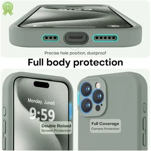 LOVE 3000 iPhone 15 Pro Max uchun mo'ljallangan g'ilof, Premium silikon [Yumshoq tirnalishga qarshi mikrofiber astar] Zarba o'tkazmaydigan himoya telefon g'ilofi erkaklar ayollar qizlar 6.7