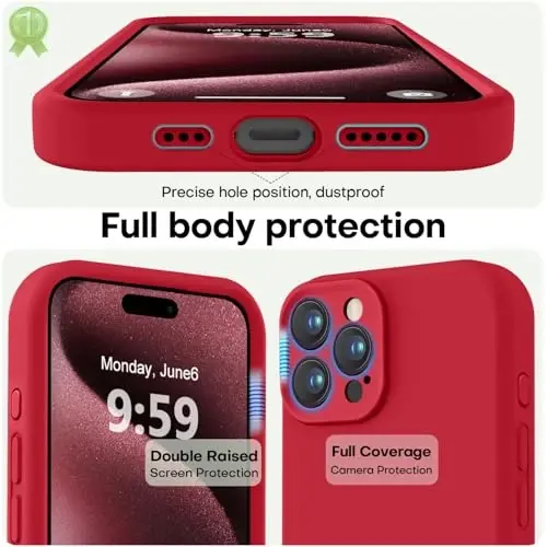 LOVE 3000 iPhone 15 Pro Max uchun mo'ljallangan g'ilof, Premium silikon [Yumshoq tirnalishga qarshi mikrofiber astar] Zarba o'tkazmaydigan himoya telefon g'ilofi erkaklar ayollar qizlar uchun 6,7