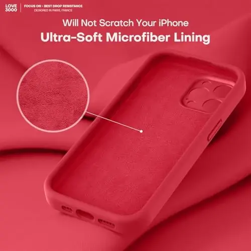 LOVE 3000 iPhone 15 Pro Max uchun mo'ljallangan g'ilof, Premium silikon [Yumshoq tirnalishga qarshi mikrofiber astar] Zarba o'tkazmaydigan himoya telefon g'ilofi erkaklar ayollar qizlar uchun 6,7