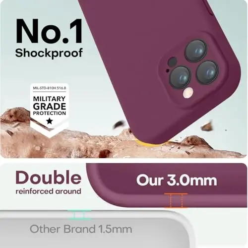 LOVE 3000 iPhone 15 Pro Max uchun mo'ljallangan g'ilof, Premium silikon, [Yumshoq tirnalishga qarshi mikrofiber astar] Zarbadan himoya qiluvchi telefon g'ilofi erkaklar, ayollar, qizlar uchun 6,7