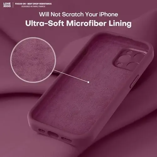 LOVE 3000 iPhone 15 Pro Max uchun mo'ljallangan g'ilof, Premium silikon, [Yumshoq tirnalishga qarshi mikrofiber astar] Zarbadan himoya qiluvchi telefon g'ilofi erkaklar, ayollar, qizlar uchun 6,7