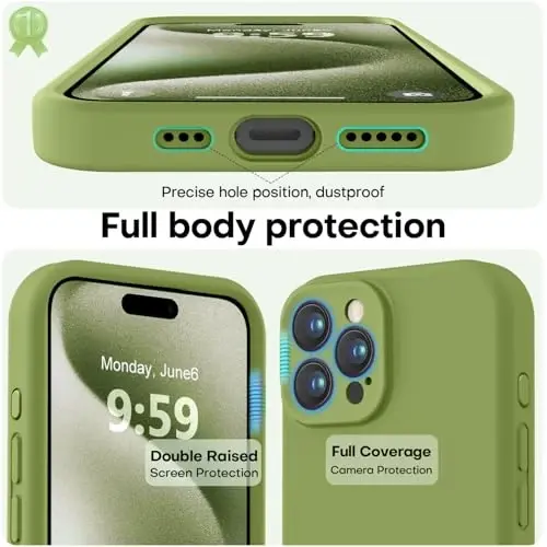 LOVE 3000 iPhone 15 Pro Max uchun mo'ljallangan g'ilof, Premium silikon, [Yumshoq tirnalishga qarshi mikrofiber astarli] zarbga chidamli himoya telefon g'ilofi erkaklar ayollar qizlar uchun 6,7