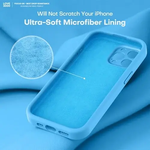 LOVE 3000 iPhone 15 Pro Max uchun mo'ljallangan g'ilof, [Yumshoq tirnalishga qarshi mikrofiber astar] bilan Premium silikon, erkaklar, ayollar va qizlar uchun zarbga chidamli himoya telefon g'ilofi 6,7