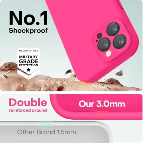 LOVE 3000 iPhone 15 Pro Max uchun mo'ljallangan g'ilof, [Yumshoq tirnalishga qarshi mikrofiber astar] bilan Premium silikon zarbaga chidamli himoya telefon g'ilofi erkaklar ayollar qizlar uchun 6,7