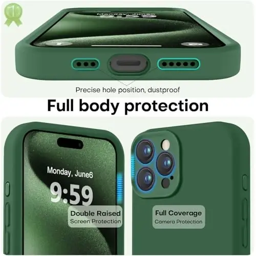 LOVE 3000 iPhone 15 Pro Max uchun mo'ljallangan g'ilof, [Yumshoq tirnalishga qarshi mikrofiber astarli] Premium silikon, erkaklar, ayollar va qizlar uchun zarbaga chidamli himoya telefon g'ilofi 6,7