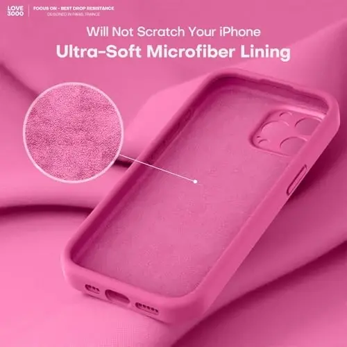 LOVE 3000 iPhone 15 Pro Max uchun mo'ljallangan g'ilof, [Yumshoq tirnalishga qarshi mikrofiber astarli] Premium silikon zarbaga chidamli himoya telefon g'ilofi erkaklar ayollar qizlar 6.7