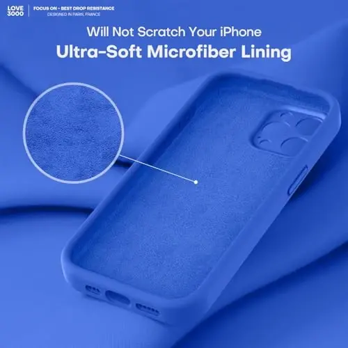 LOVE 3000 iPhone 15 Pro Max uchun mo'ljallangan g'ilof, [Yumshoq tirnalishga qarshi mikrofiber astarli] Premium silikon zarbga chidamli himoya telefon g'ilofi erkaklar ayollar qizlar 6.7