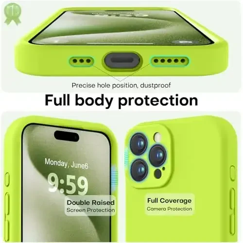 LOVE 3000 iPhone 15 Pro uchun mo'ljallangan g'ilof, Premium silikon [Yumshoq chizishga qarshi mikrofiber astar] Zarbadan himoya qiluvchi telefon g'ilofi erkaklar ayollar qizlar uchun 6,1