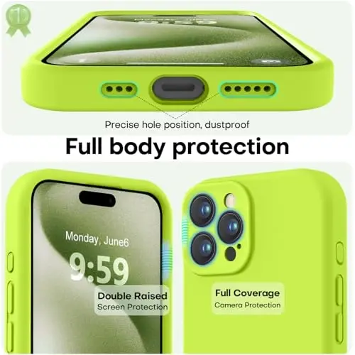 LOVE 3000 iPhone 15 Pro uchun mo'ljallangan g'ilof, Premium silikon [Yumshoq chizishga qarshi mikrofiber astar] Zarbadan himoya qiluvchi telefon g'ilofi erkaklar ayollar qizlar uchun 6,1