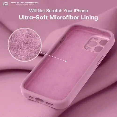 LOVE 3000 iPhone 15 Pro uchun mo'ljallangan g'ilof, Premium silikon [Yumshoq chizishga qarshi mikrofiber astar] Zarbadan himoya qiluvchi telefon g'ilofi erkaklar ayollar qizlar uchun 6,1