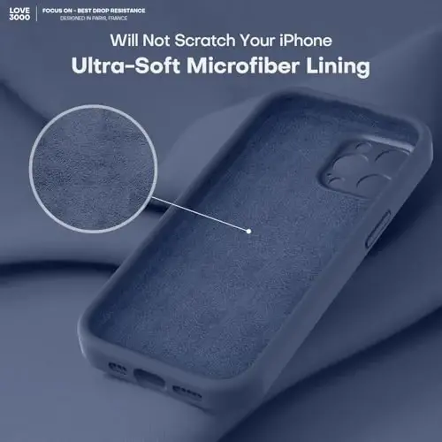 LOVE 3000 iPhone 15 Pro uchun mo'ljallangan g'ilof, Premium silikon [Yumshoq chizishga qarshi mikrofiber astar] Zarbadan himoya qiluvchi telefon g'ilofi erkaklar ayollar qizlar uchun 6,1