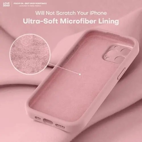 LOVE 3000 iPhone 15 Pro uchun mo'ljallangan g'ilof, Premium silikon, [Yumshoq chizishga qarshi mikrofiber astarli] Zarba o'tkazmaydigan himoya telefon g'ilofi erkaklar, ayollar, qizlar uchun 6.1