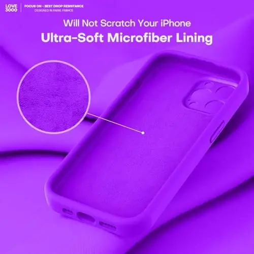 LOVE 3000 iPhone 15 Pro uchun mo'ljallangan g'ilof, Premium silikon [Yumshoq tirnalishga qarshi mikrofiber astar] Zarba o'tkazmaydigan himoya telefon g'ilofi erkaklar ayollar qizlar uchun 6.1