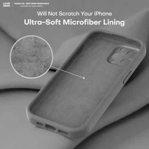 LOVE 3000 iPhone 15 Pro uchun mo'ljallangan g'ilof, Premium silikon [Yumshoq tirnalishga qarshi mikrofiber astar] Zarba o'tkazmaydigan himoya telefon g'ilofi erkaklar ayollar qizlar uchun 6,1
