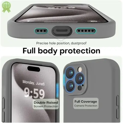 LOVE 3000 iPhone 15 Pro uchun mo'ljallangan g'ilof, Premium silikon [Yumshoq tirnalishga qarshi mikrofiber astar] Zarba o'tkazmaydigan himoya telefon g'ilofi erkaklar ayollar qizlar uchun 6,1
