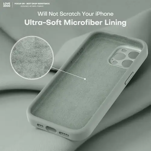LOVE 3000 iPhone 15 Pro uchun mo'ljallangan g'ilof, Premium silikon, [Yumshoq tirnalishga qarshi mikrofiber astar] Zarbadan himoya qiluvchi telefon g'ilofi erkaklar ayollar qizlar uchun 6.1