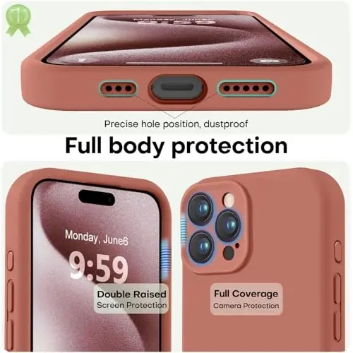 LOVE 3000 iPhone 15 Pro uchun mo'ljallangan g'ilof, Premium silikon, [Yumshoq tirnalishga qarshi mikrofiber astar] Zarbadan himoya qiluvchi telefon g'ilofi erkaklar ayollar qizlar uchun 6.1