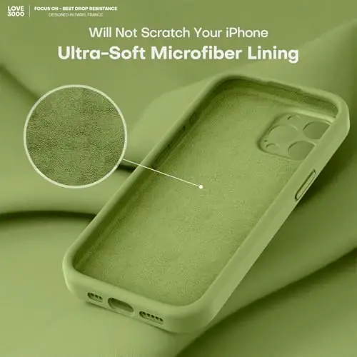 LOVE 3000 iPhone 15 Pro uchun mo'ljallangan g'ilof, Premium silikon [Yumshoq tirnalishga qarshi mikrofiber astar] Zarbadan himoya qiluvchi telefon g'ilofi erkaklar ayollar qizlar uchun 6,1