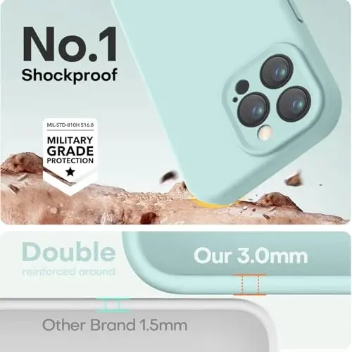 LOVE 3000 iPhone 15 Pro uchun mo'ljallangan g'ilof, Premium silikon, [Yumshoq tirnalishga qarshi mikrofiber astar] Zarbadan himoya qiluvchi telefon g'ilofi erkaklar ayollar qizlar uchun 6.1