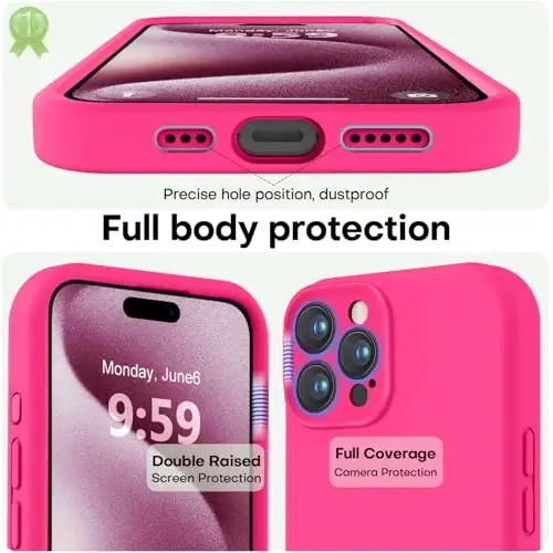 LOVE 3000 iPhone 15 Pro uchun mo'ljallangan g'ilof, Premium silikon [Yumshoq tirnalishga qarshi mikrofiber astar] Zarbalarga chidamli himoya telefon g'ilofi erkaklar ayollar qizlar uchun 6.1