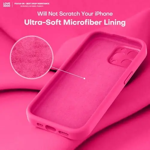 LOVE 3000 iPhone 15 Pro uchun mo'ljallangan g'ilof, Premium silikon [Yumshoq tirnalishga qarshi mikrofiber astar] Zarbalarga chidamli himoya telefon g'ilofi erkaklar ayollar qizlar uchun 6.1