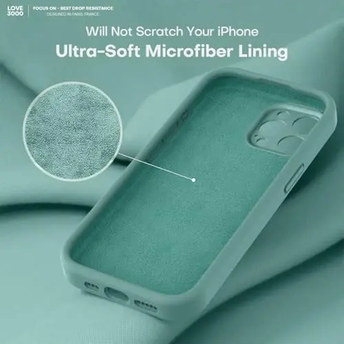 LOVE 3000 iPhone 15 Pro uchun mo'ljallangan g'ilof, yuqori sifatli silikon, [Yumshoq tirnalishga qarshi mikrofiber astar] Zarbalarga chidamli himoya telefon g'ilofi erkaklar ayollar qizlar uchun 6,1