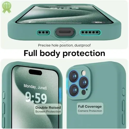 LOVE 3000 iPhone 15 Pro uchun mo'ljallangan g'ilof, yuqori sifatli silikon, [Yumshoq tirnalishga qarshi mikrofiber astar] Zarbalarga chidamli himoya telefon g'ilofi erkaklar ayollar qizlar uchun 6,1