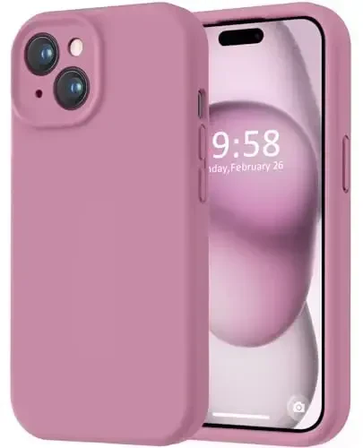 LOVE 3000 iPhone 15 uchun g'ilof, [Silliq silikonli to'liq qamrovli kamera] [2.4m balandlikdan tushishdan himoya], yumshoq mikrofiber astarli to'liq korpusli himoya g'ilofi iPhone 15 6.1 dyuym uchun - Lavanda binafsha - 1