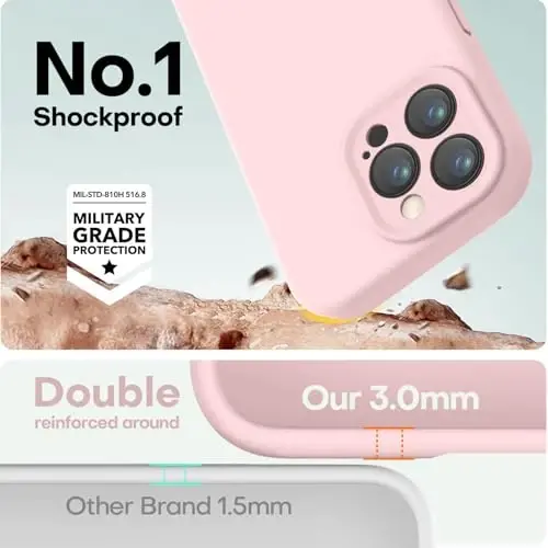 LOVE 3000 iPhone 16 Pro Max Kılıf için Tasarlandı, Erkekler, Kadınlar, Kızlar için [Yumuşak Çizilmez Mikrofiber Astar] Darbeye Dayanıklı Koruyucu Telefon Kılıflı Premium Silikon, Tebeşir Pembesi - 3