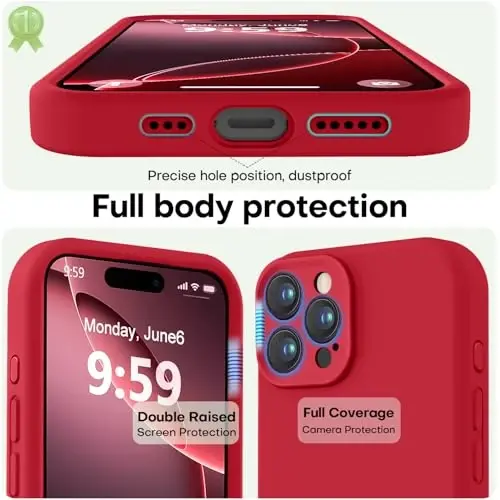 LOVE 3000 iPhone 16 Pro Max Kılıf için Tasarlandı, [Yumuşak Çizilmez Mikrofiber Astar] ile Premium Silikon, Erkekler Kadınlar Kızlar için Darbeye Dayanıklı Koruyucu Telefon Kılıfı 6.9