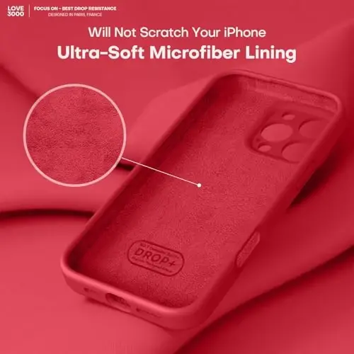 LOVE 3000 iPhone 16 Pro Max Kılıf için Tasarlandı, [Yumuşak Çizilmez Mikrofiber Astar] ile Premium Silikon, Erkekler Kadınlar Kızlar için Darbeye Dayanıklı Koruyucu Telefon Kılıfı 6.9