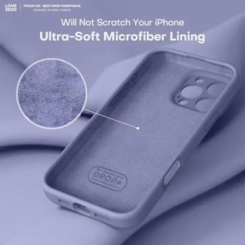 LOVE 3000 iPhone 16 Pro Max uchun g'ilof, Premium silikon, [Yumshoq chizishga qarshi mikrofiber astar] Zarbadan himoya qiluvchi telefon g'ilofi erkaklar ayollar qizlar uchun 6,9