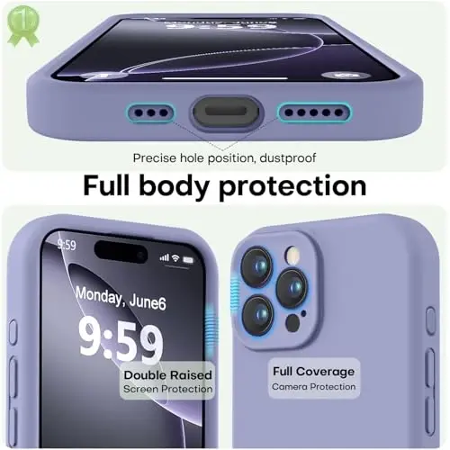 LOVE 3000 iPhone 16 Pro Max uchun g'ilof, Premium silikon, [Yumshoq chizishga qarshi mikrofiber astar] Zarbadan himoya qiluvchi telefon g'ilofi erkaklar ayollar qizlar uchun 6,9