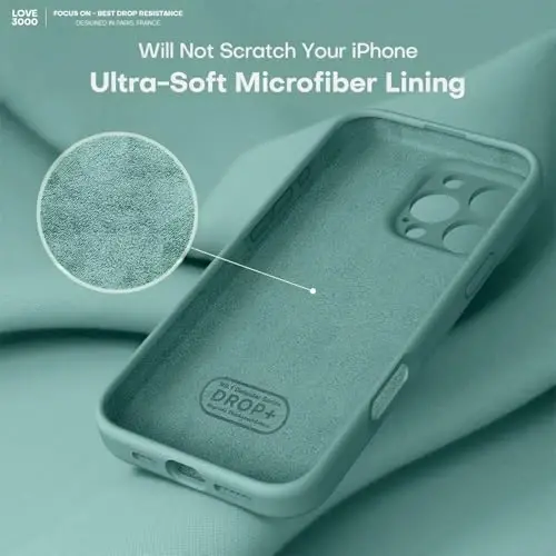 LOVE 3000 iPhone 16 Pro Max uchun mo'ljallangan g'ilof, Premium silikon, [Yumshoq tirnalishga qarshi mikrofiber astar] Zarba o'tkazmaydigan himoya telefon g'ilofi erkaklar ayollar qizlar uchun 6.9